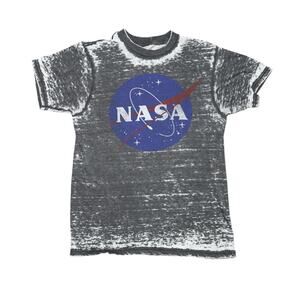 NASA Distressed Logo Tee - Gray Vintage Wash Spacecore Graphic Shirt